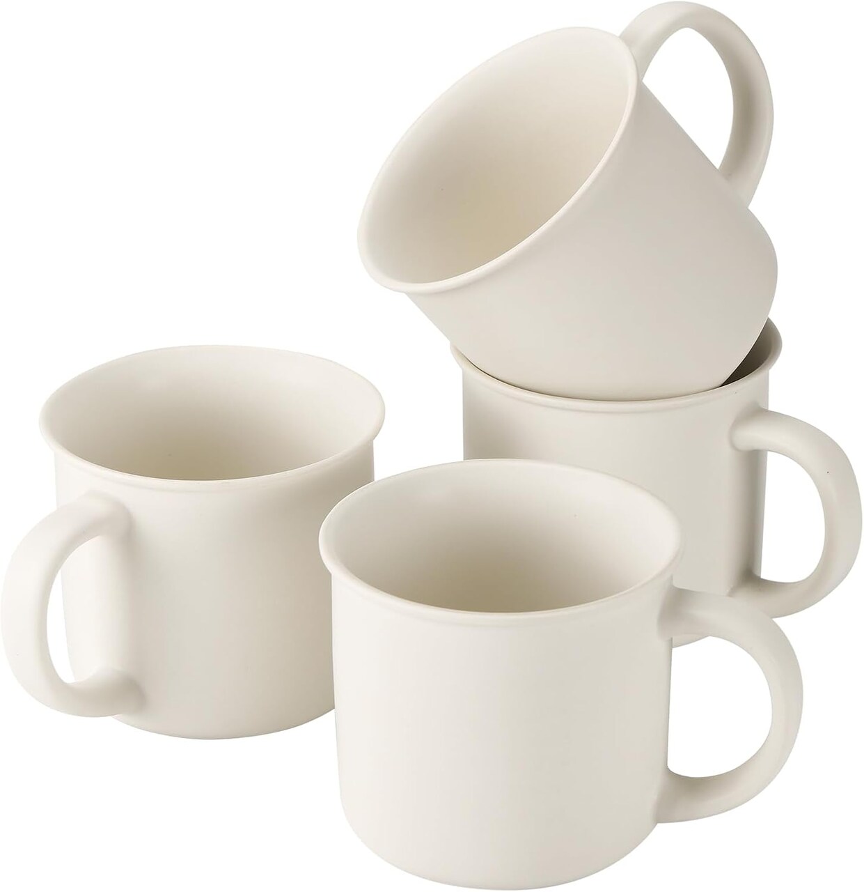 White Coffee Mugs Set of 4, 12 Ounce Coffee Mugs with Handles
